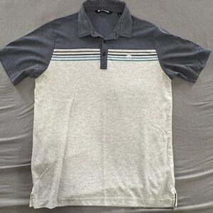 Travis Matthew Gray/Blue Polo Shirt with Striped Design
